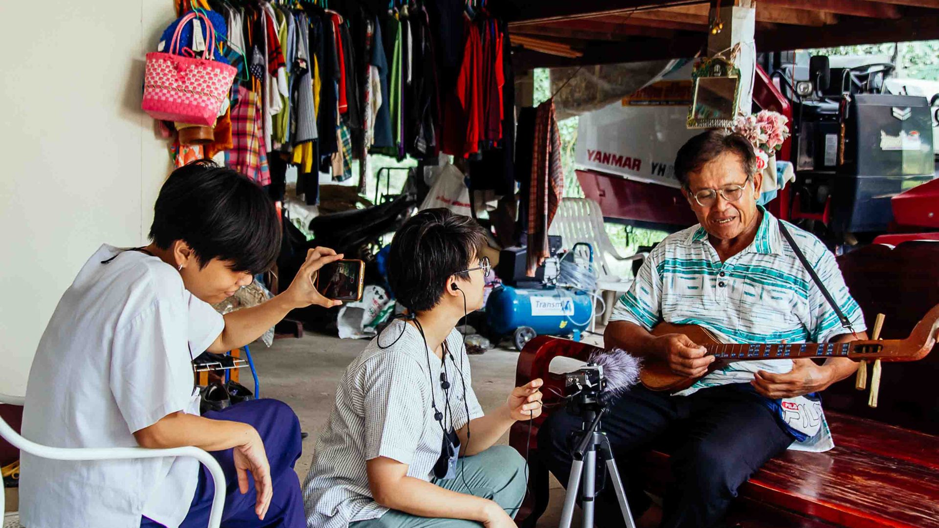 The recording an Indigenous musician at his home.